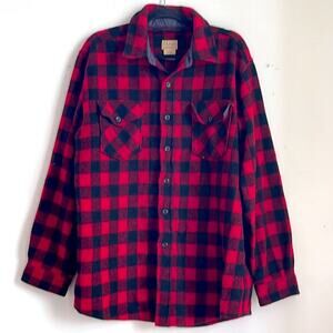 Vintage L. L. Bean wool blend buffalo plaid button down shirt jacket shacket  L